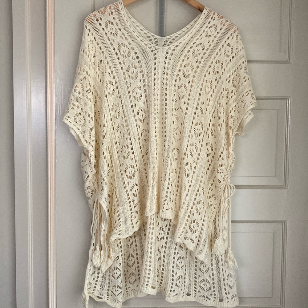 Cream Crochet Poncho